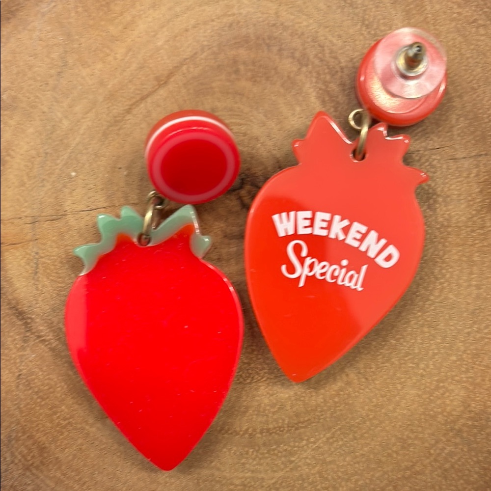 J. Crew Red and Green Strawberry Weekend Special Earrings